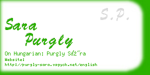 sara purgly business card
